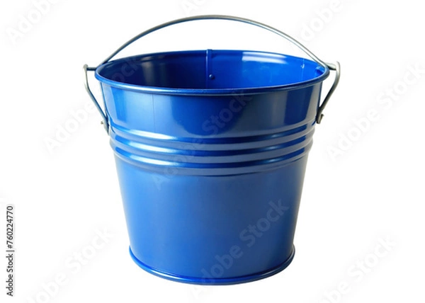 Fototapeta Empty blue metal bucket. isolated on transparent background.