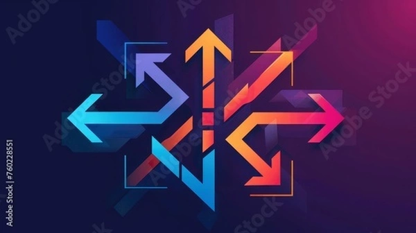 Fototapeta Multidirectional Arrow Decision-Making Process Abstract Illustration