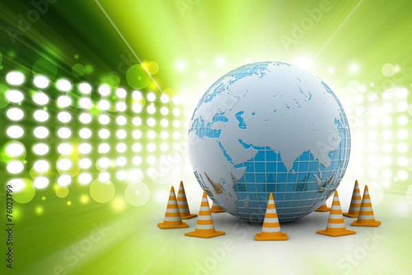 Obraz Globe and traffic cone