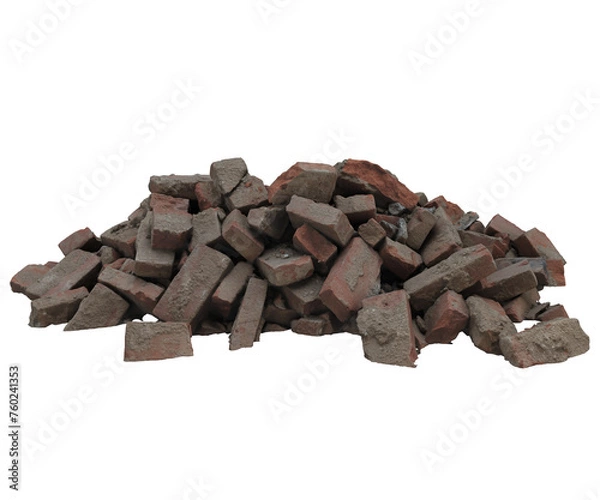 Fototapeta 3d rendering pile of old brick rubble