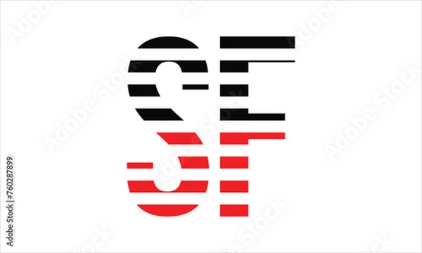 Fototapeta SF three initial letter iconic line negative space minimal logo design vector template. monogram, abstract, wordmark, business, typography, minimalist, brand, company, flat, modern, unique, simple