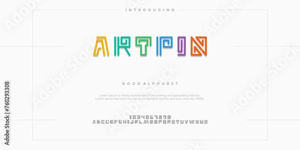 Fototapeta abstract lined minimal modern alphabet fonts. Typography technology vector illustration