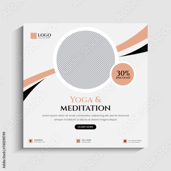 Fototapeta Yoga social media post or web banner template