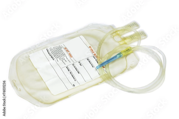 Obraz Empty medical blood bag isolated on white background