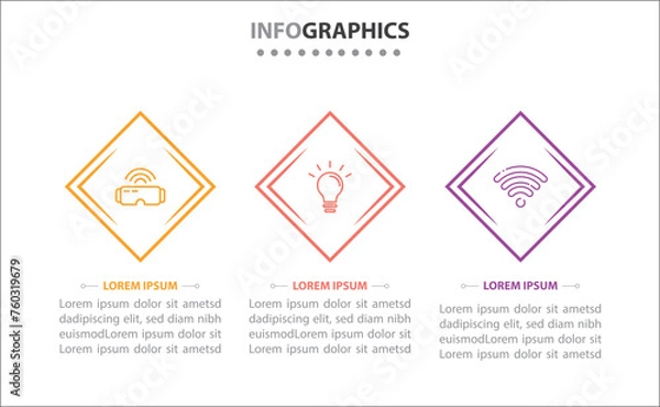 Fototapeta Vector business template for presentation. Timeline infographic design element and number options. Business concept with 3 steps. Can be used for workflow layout, diagram, annual report, web design.