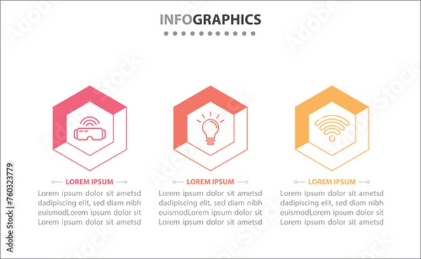 Fototapeta Vector business template for presentation. Timeline infographic design element and number options. Business concept with 3 steps. Can be used for workflow layout, diagram, annual report, web design.