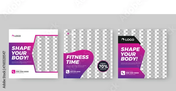 Obraz Stylish GYM & Fitness social media posts design vector template