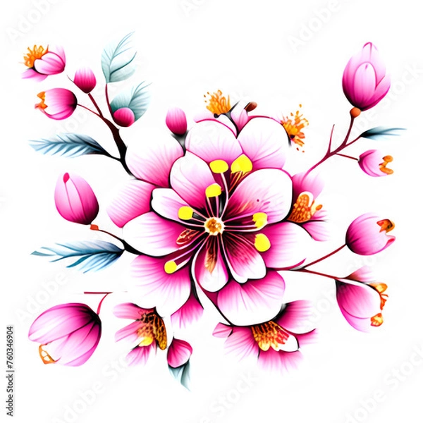 Obraz Pink Cherry flowers illustration 