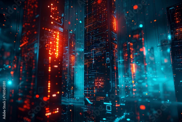 Fototapeta Digital Fortress Under Attack Malicious Code Bypassing Firewalls and Security Protocols