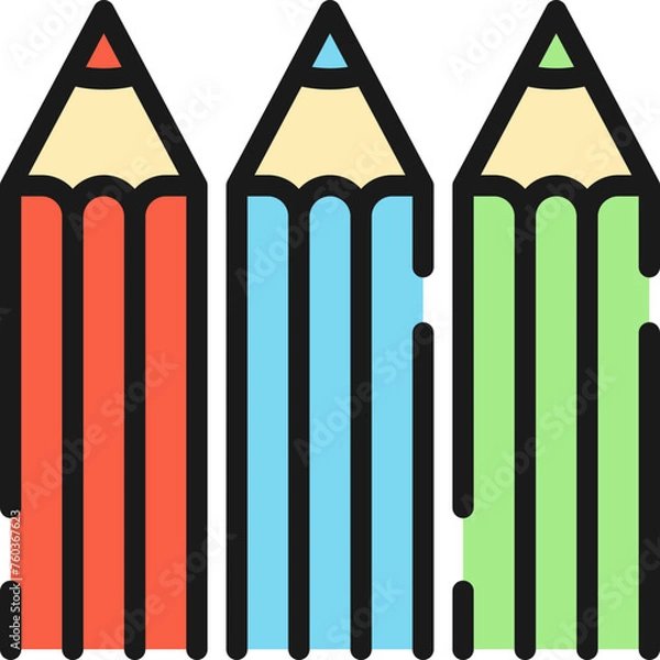 Fototapeta Color pencil line icon