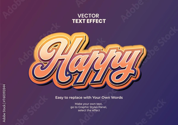 Fototapeta Happy 3D text effect 