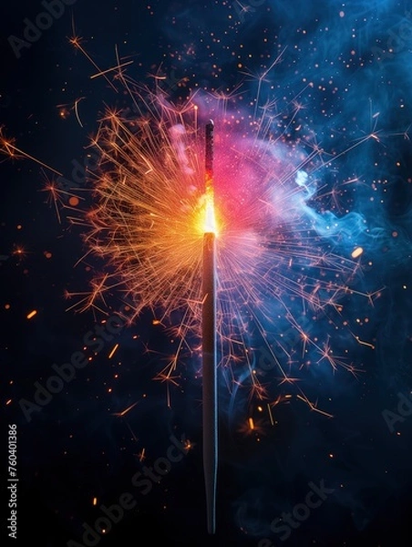 Fototapeta colored fireworks, on a black background