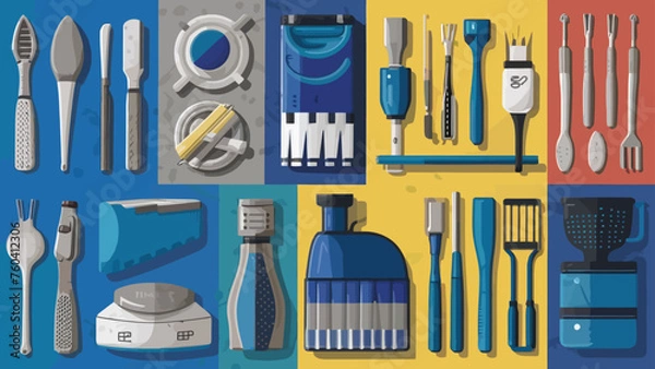 Obraz Flatlay knolling graphic resources various design