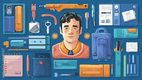 Obraz Flatlay knolling graphic resources various design