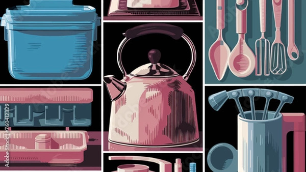 Obraz Flatlay knolling graphic resources various design