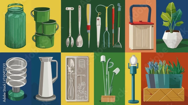 Obraz Flatlay knolling graphic resources various design