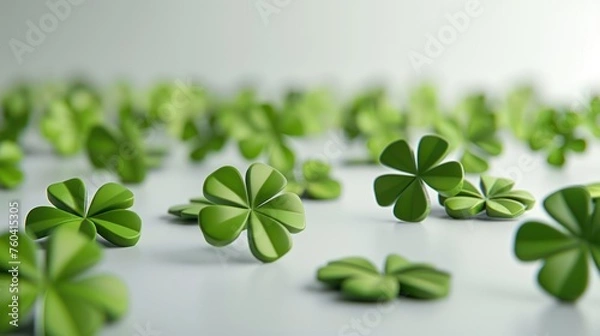 Fototapeta 3D cartooned perfect shamrocks on white background elegant simple classy