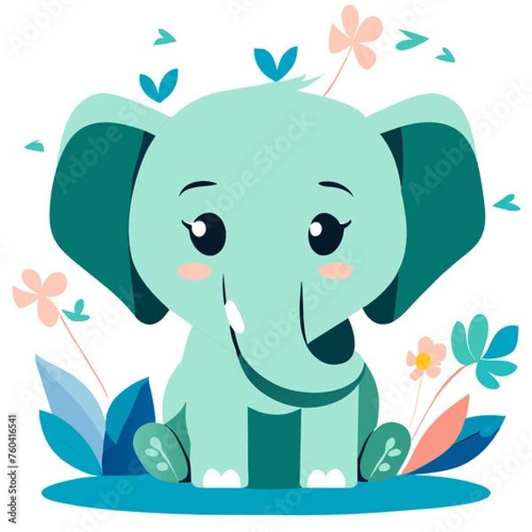 Fototapeta Cute elephant standing in the middle of nature.