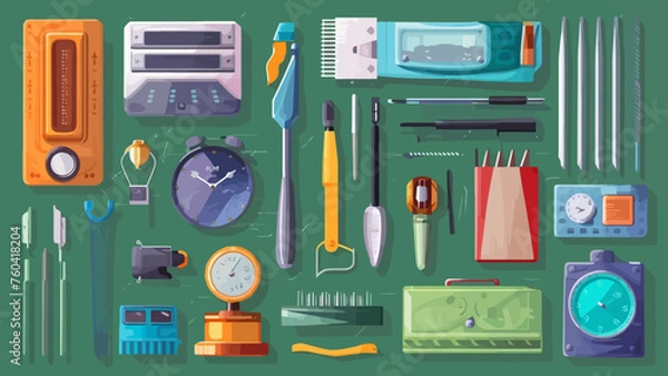 Obraz Flatlay knolling graphic resources various design