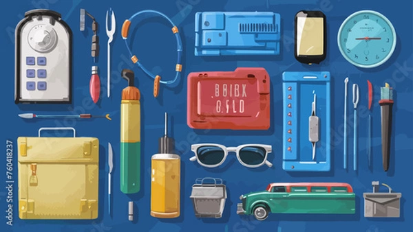 Obraz Flatlay knolling graphic resources various design