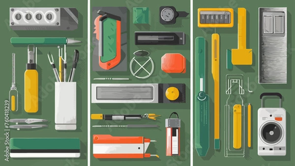 Obraz Flatlay knolling graphic resources various design