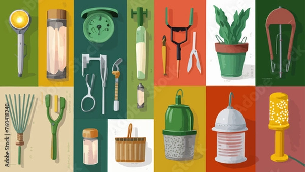 Obraz Flatlay knolling graphic resources various design