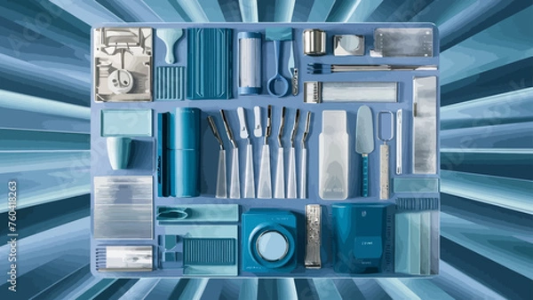 Obraz Flatlay knolling graphic resources various design