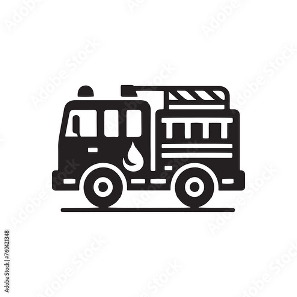 Fototapeta Blazing Rescuers: Firetruck Silhouette Vector Set for Emergency Response Designs and Safety-themed Projects. Firetruck Illustration.