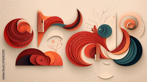 Obraz abstract shape in paper cut style design