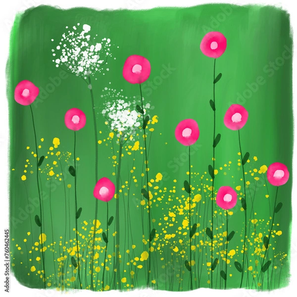 Obraz Abstract mixed media background with flowers