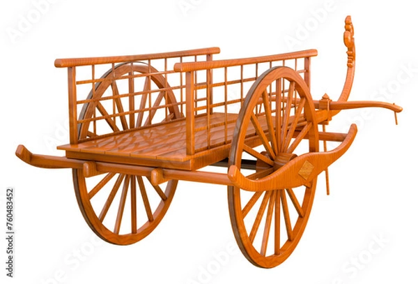 Fototapeta Khmer elements 3D design wooden cart for Khmer new year festivities.
