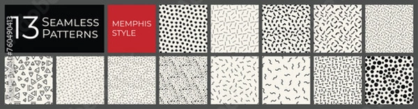 Fototapeta Trendy geometric vintage set. 80s abstract memphis design pattern. Modern graphic backdrop background collection.