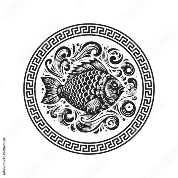 Obraz Fish Logo Design with circular design around it isolated on white background