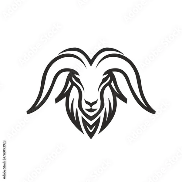 Obraz Minimal goat head logo design black and white