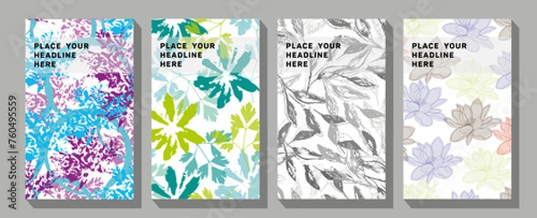Fototapeta Fall background with plant elements. Text design.