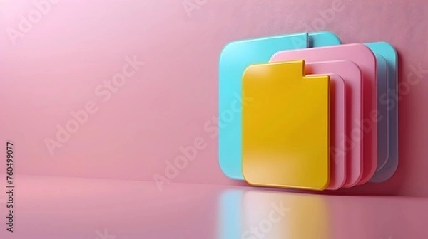 Fototapeta Colorful Plastic Folders on Pink Background