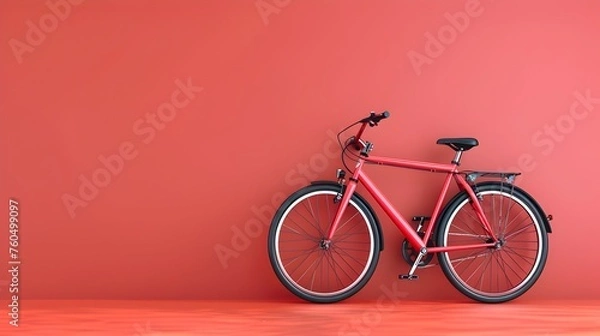 Fototapeta Red Bicycle Leaning Against a Wall 