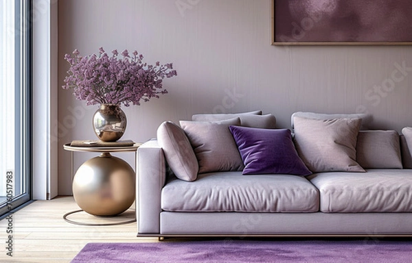 Obraz Close up Lamp  and Sofa. Modern Interior background
