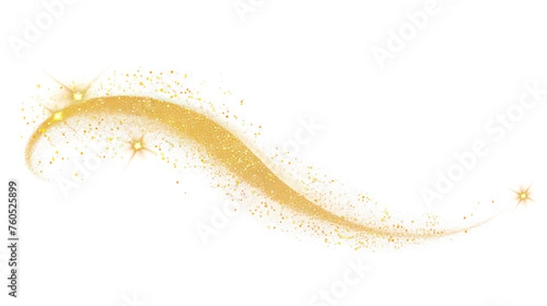 Fototapeta Golden sparkle trail with transparent BG