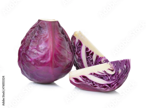 Fototapeta Red cabbage on white background