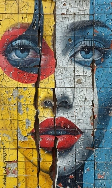 Fototapeta An abstract portrait of the woman face