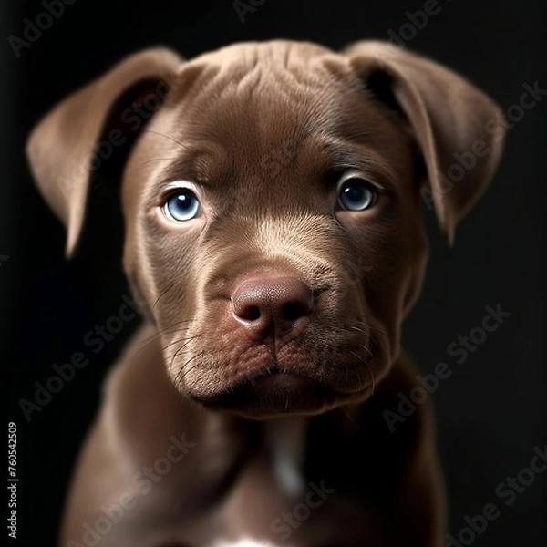 Obraz perro raza dogo, cachorro color marrón, retrato fondo negro