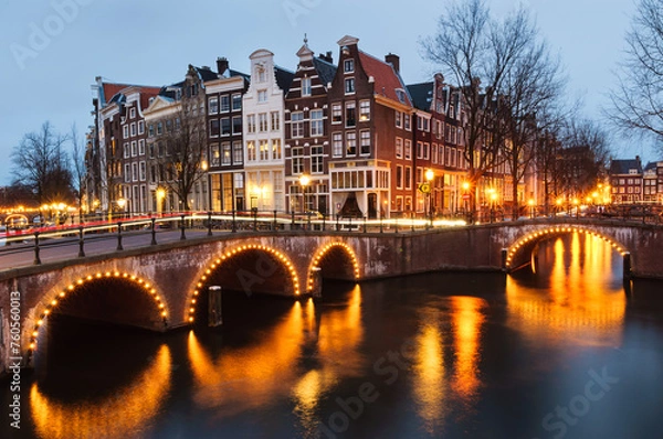 Obraz Tranquil canal scene in Amsterdam