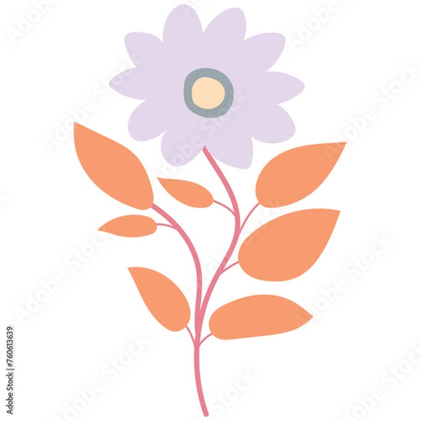 Fototapeta Decorative flower. Floral plant element for beautiful design. Simple form. Vector drawing.