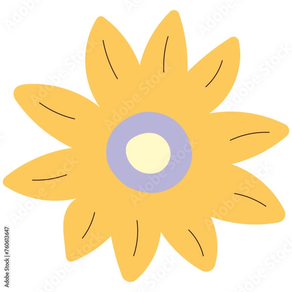 Fototapeta Flat flower bud element for beautiful design. Simple form. Vector drawing.