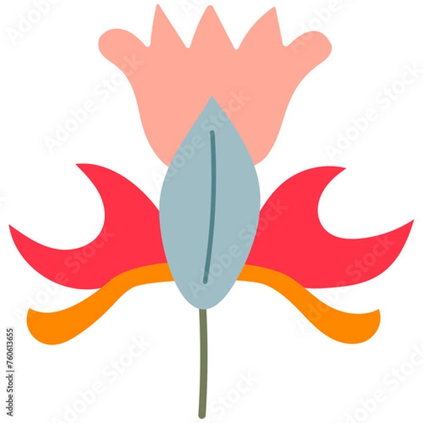 Fototapeta Decorative flower. Floral plant element for beautiful design. Simple form. Vector drawing.