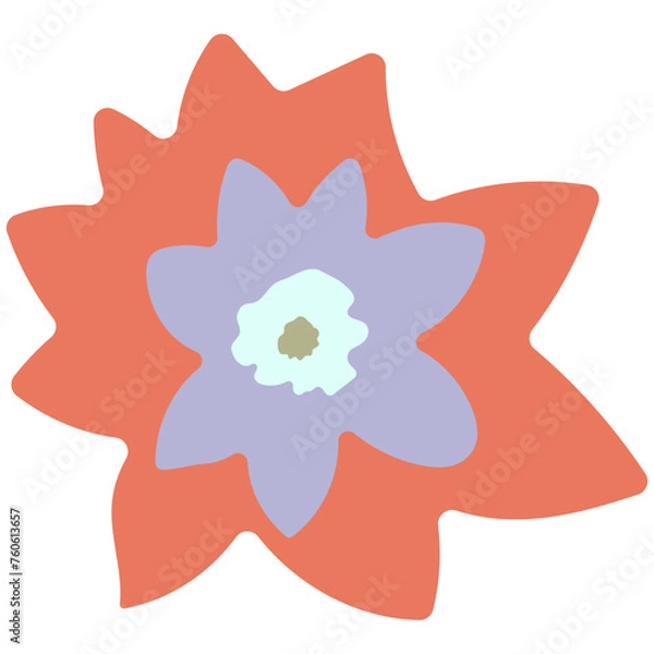 Fototapeta Flat flower bud element for beautiful design. Simple form. Vector drawing.
