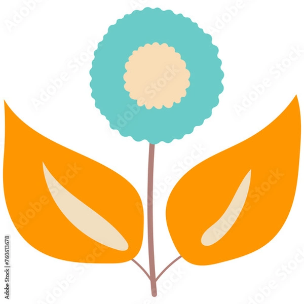 Fototapeta Decorative flower. Floral plant element for beautiful design. Simple form. Vector drawing.