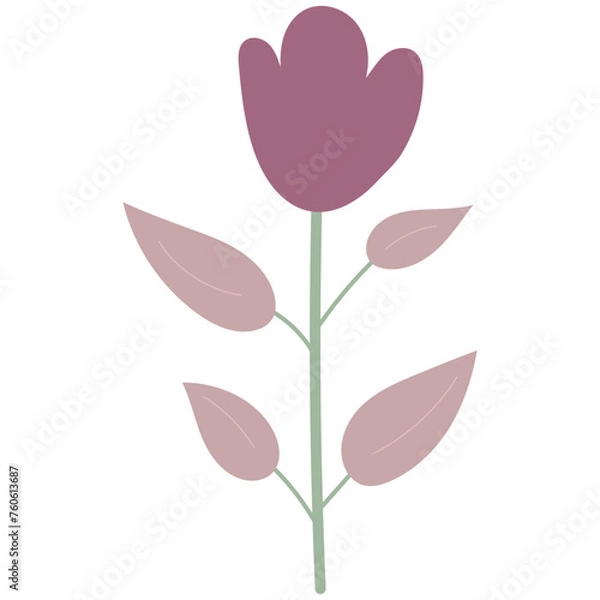 Fototapeta Decorative flower. Floral plant element for beautiful design. Simple form. Vector drawing.