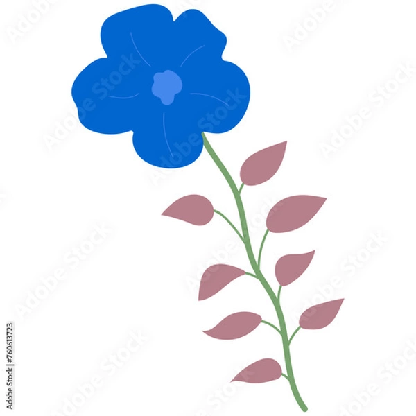 Fototapeta Decorative flower. Floral plant element for beautiful design. Simple form. Vector drawing.